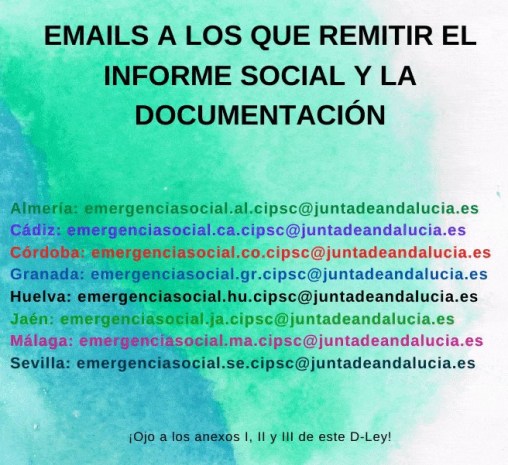 EMAILS A LOS QUE REMITIR EL INFORME SOCIAL Y LA DOCUMENTACIÓN